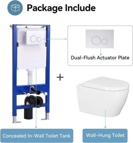 Wall hung toilet with - wall,
